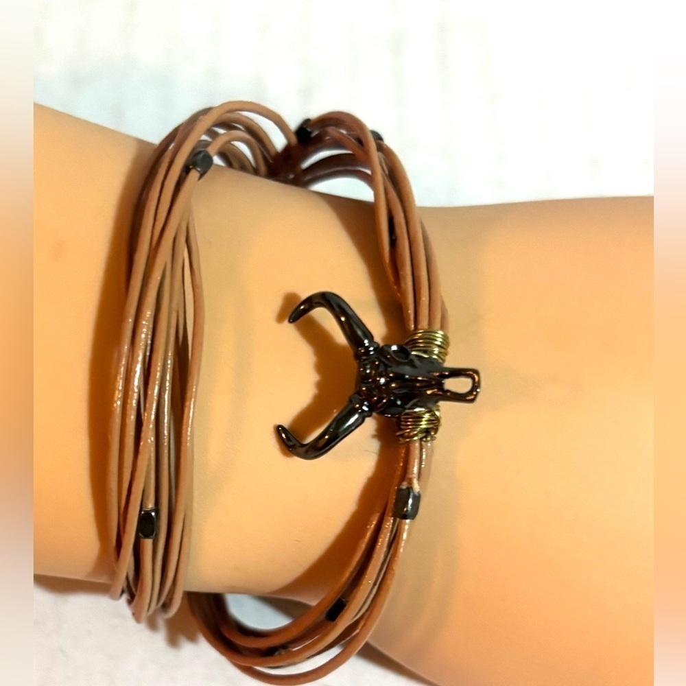 Fashion print genuine leather cord magnetic bracelet one size